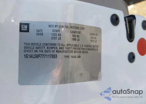 2007 Chevrolet Cobalt Lt из США, поврежденный, VIN 1G1AL58F777117893